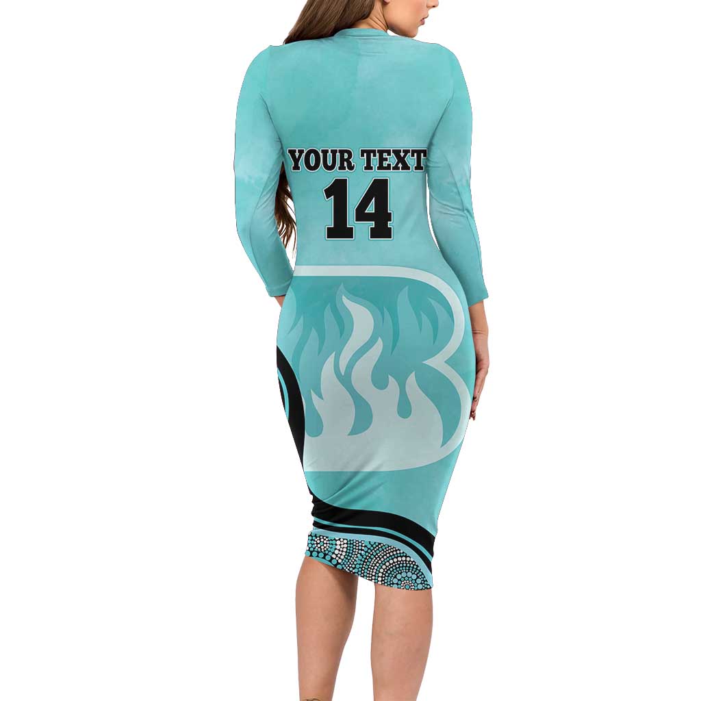 Custom Brisbane Heat Long Sleeve Bodycon Dress Indigenous Art - Grunge Style