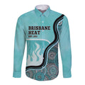 Custom Brisbane Heat Long Sleeve Button Shirt Indigenous Art - Grunge Style