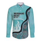 Custom Brisbane Heat Long Sleeve Button Shirt Indigenous Art - Grunge Style