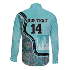 Custom Brisbane Heat Long Sleeve Button Shirt Indigenous Art - Grunge Style