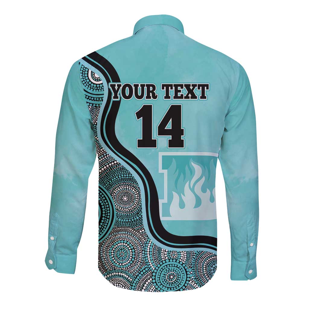 Custom Brisbane Heat Long Sleeve Button Shirt Indigenous Art - Grunge Style