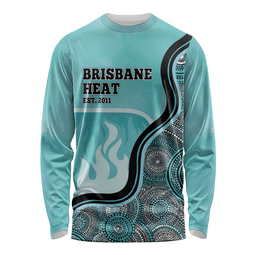 Custom Brisbane Heat Long Sleeve Shirt Indigenous Art - Grunge Style
