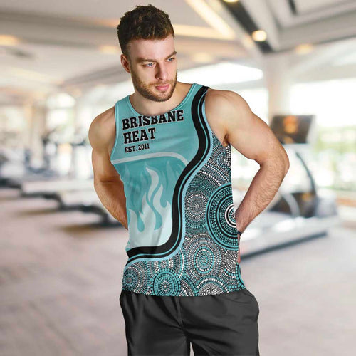 Custom Brisbane Heat Men Tank Top Indigenous Art - Grunge Style