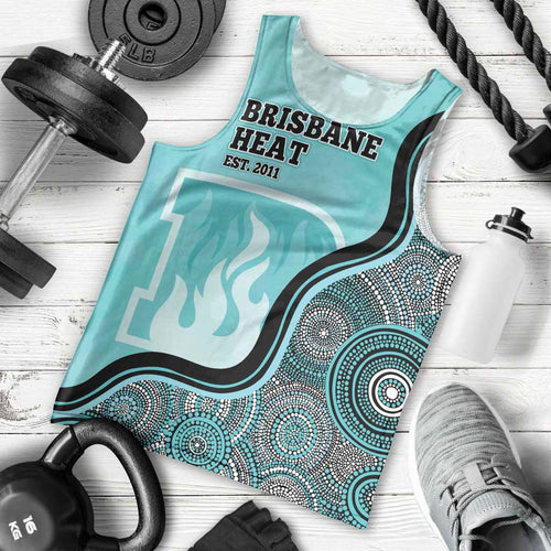 Custom Brisbane Heat Men Tank Top Indigenous Art - Grunge Style