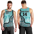 Custom Brisbane Heat Men Tank Top Indigenous Art - Grunge Style
