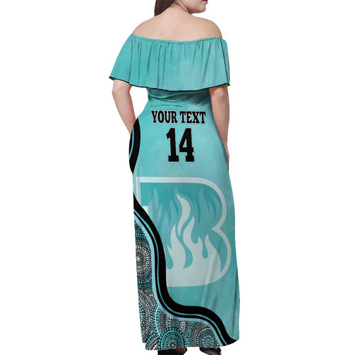 Custom Brisbane Heat Off Shoulder Maxi Dress Indigenous Art - Grunge Style