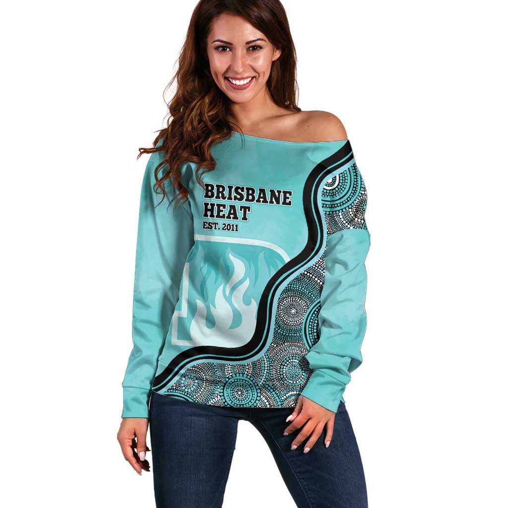 Custom Brisbane Heat Off Shoulder Sweater Indigenous Art - Grunge Style
