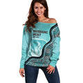 Custom Brisbane Heat Off Shoulder Sweater Indigenous Art - Grunge Style