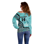Custom Brisbane Heat Off Shoulder Sweater Indigenous Art - Grunge Style