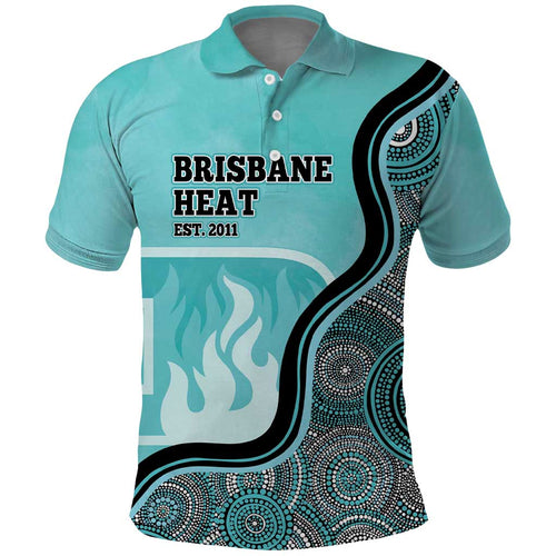 Custom Brisbane Heat Polo Shirt Indigenous Art - Grunge Style