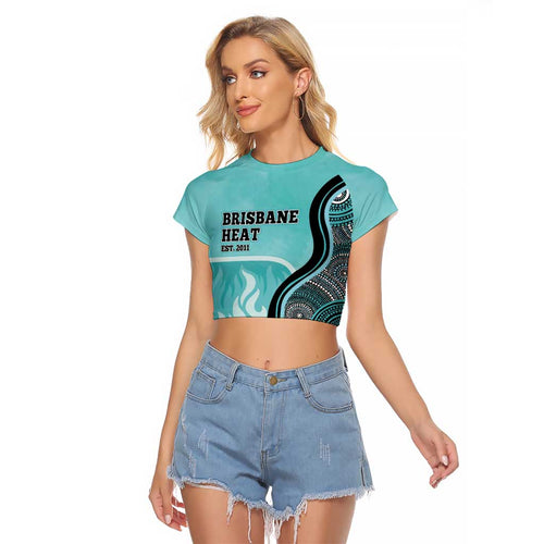 Custom Brisbane Heat Raglan Cropped T Shirt Indigenous Art - Grunge Style