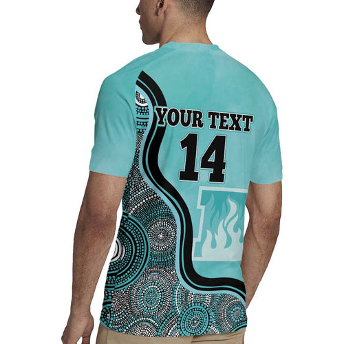 Custom Brisbane Heat Rugby Jersey Indigenous Art - Grunge Style