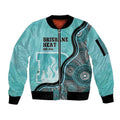 Custom Brisbane Heat Sleeve Zip Bomber Jacket Indigenous Art - Grunge Style