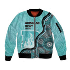Custom Brisbane Heat Sleeve Zip Bomber Jacket Indigenous Art - Grunge Style