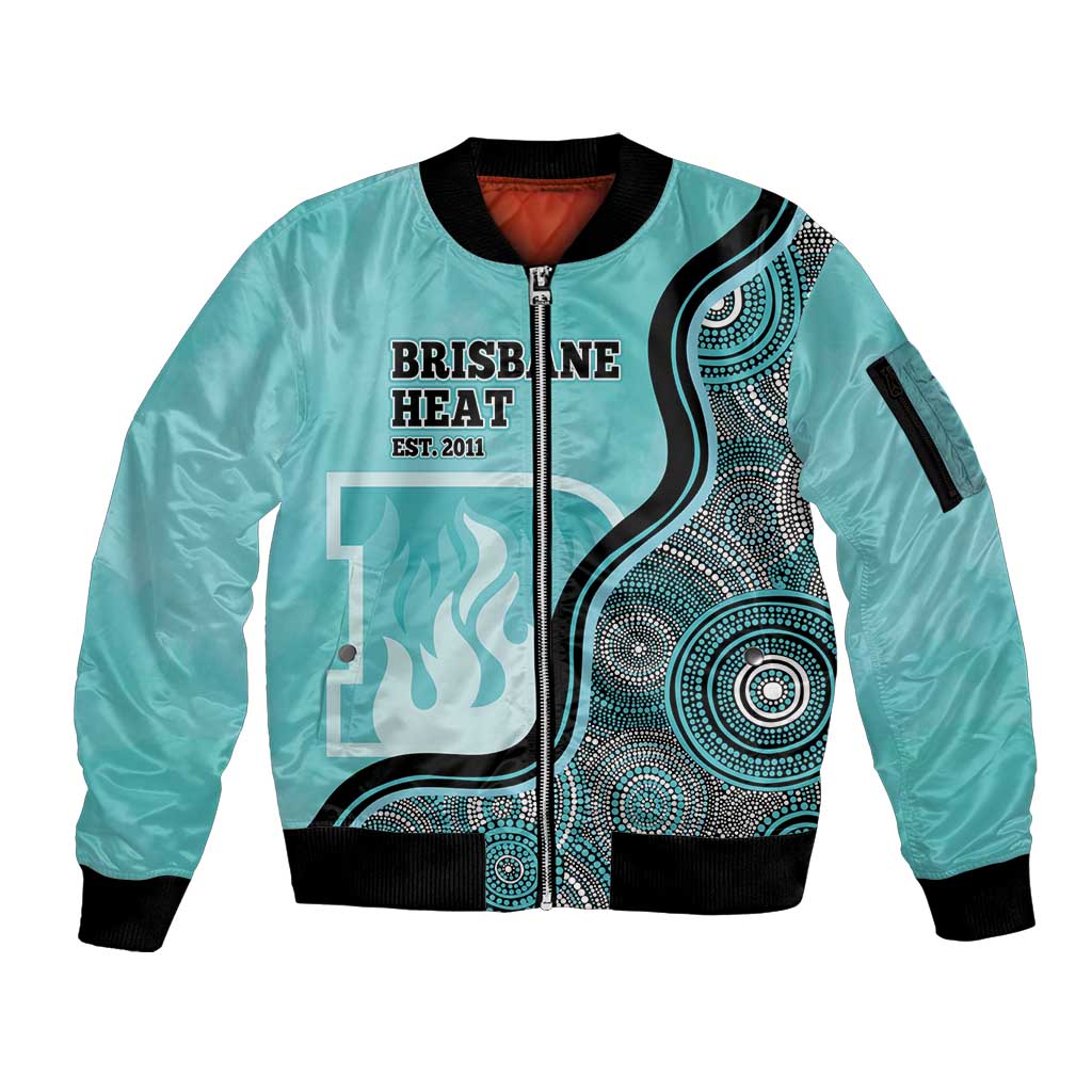 Custom Brisbane Heat Sleeve Zip Bomber Jacket Indigenous Art - Grunge Style