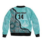 Custom Brisbane Heat Sleeve Zip Bomber Jacket Indigenous Art - Grunge Style