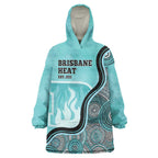 Custom Brisbane Heat Wearable Blanket Hoodie Indigenous Art - Grunge Style