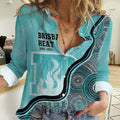 Custom Brisbane Heat Women Casual Shirt Indigenous Art - Grunge Style