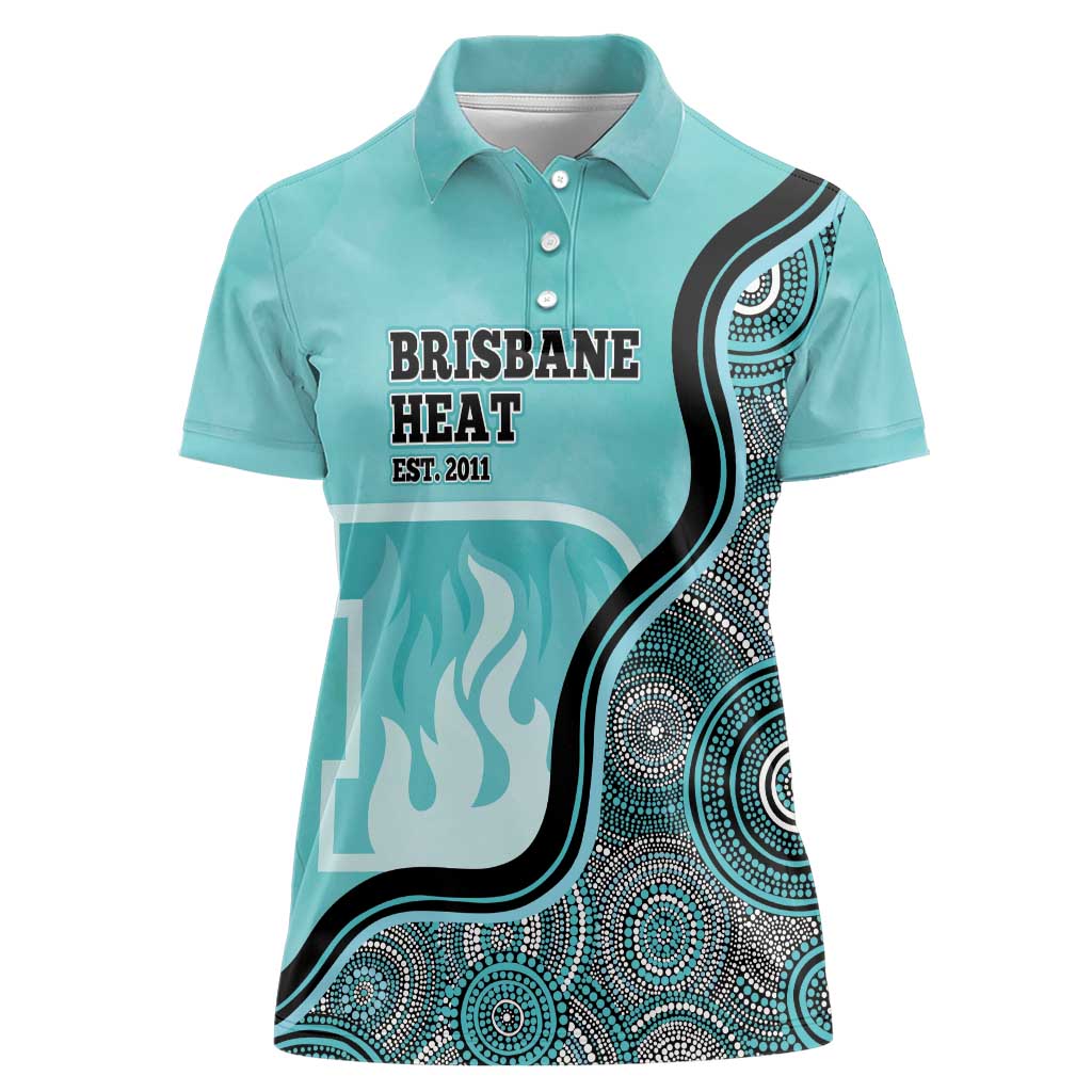 Custom Brisbane Heat Women Polo Shirt Indigenous Art - Grunge Style