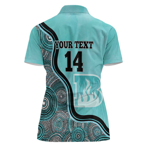 Custom Brisbane Heat Women Polo Shirt Indigenous Art - Grunge Style