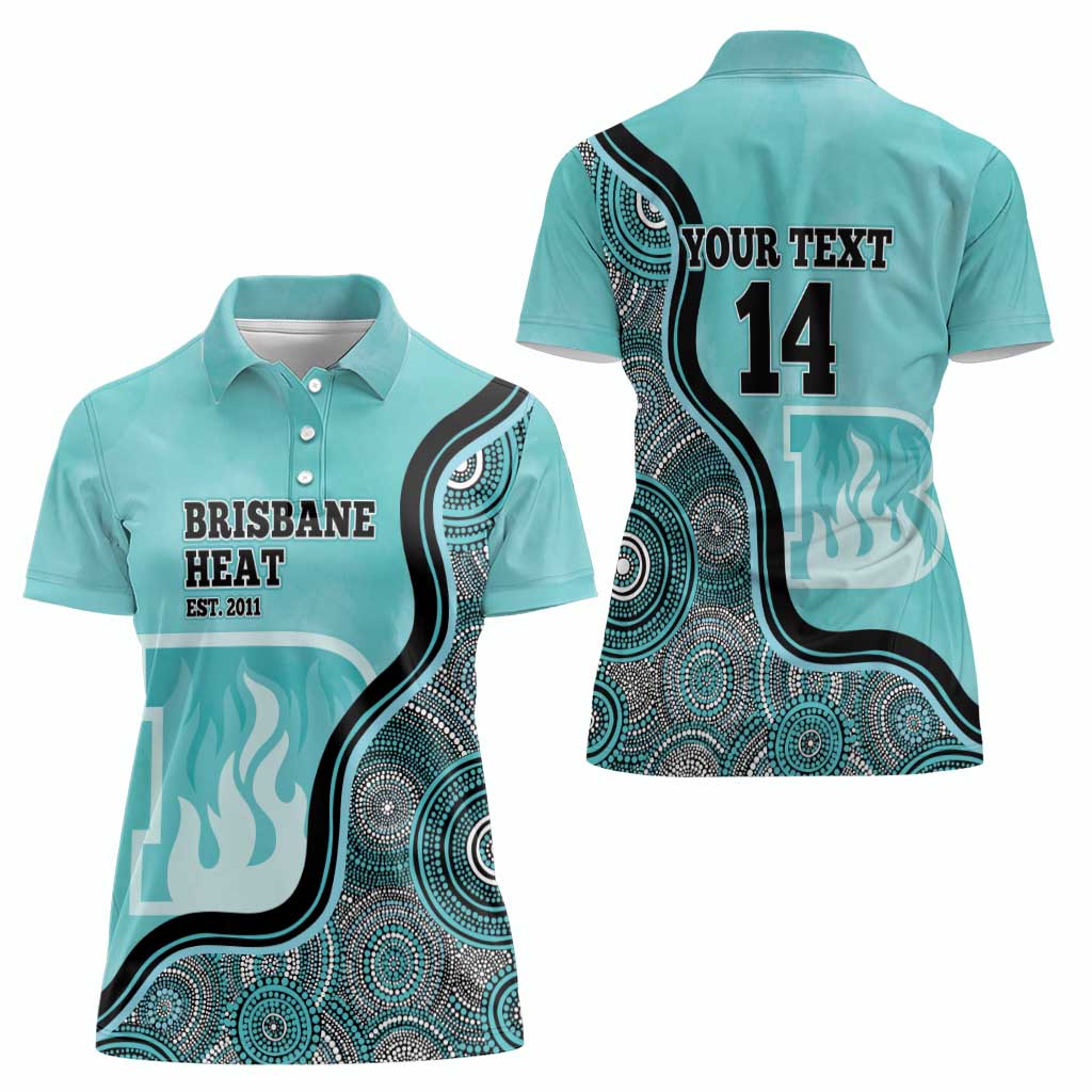 Custom Brisbane Heat Women Polo Shirt Indigenous Art - Grunge Style