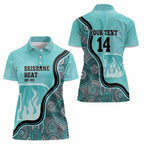 Custom Brisbane Heat Women Polo Shirt Indigenous Art - Grunge Style