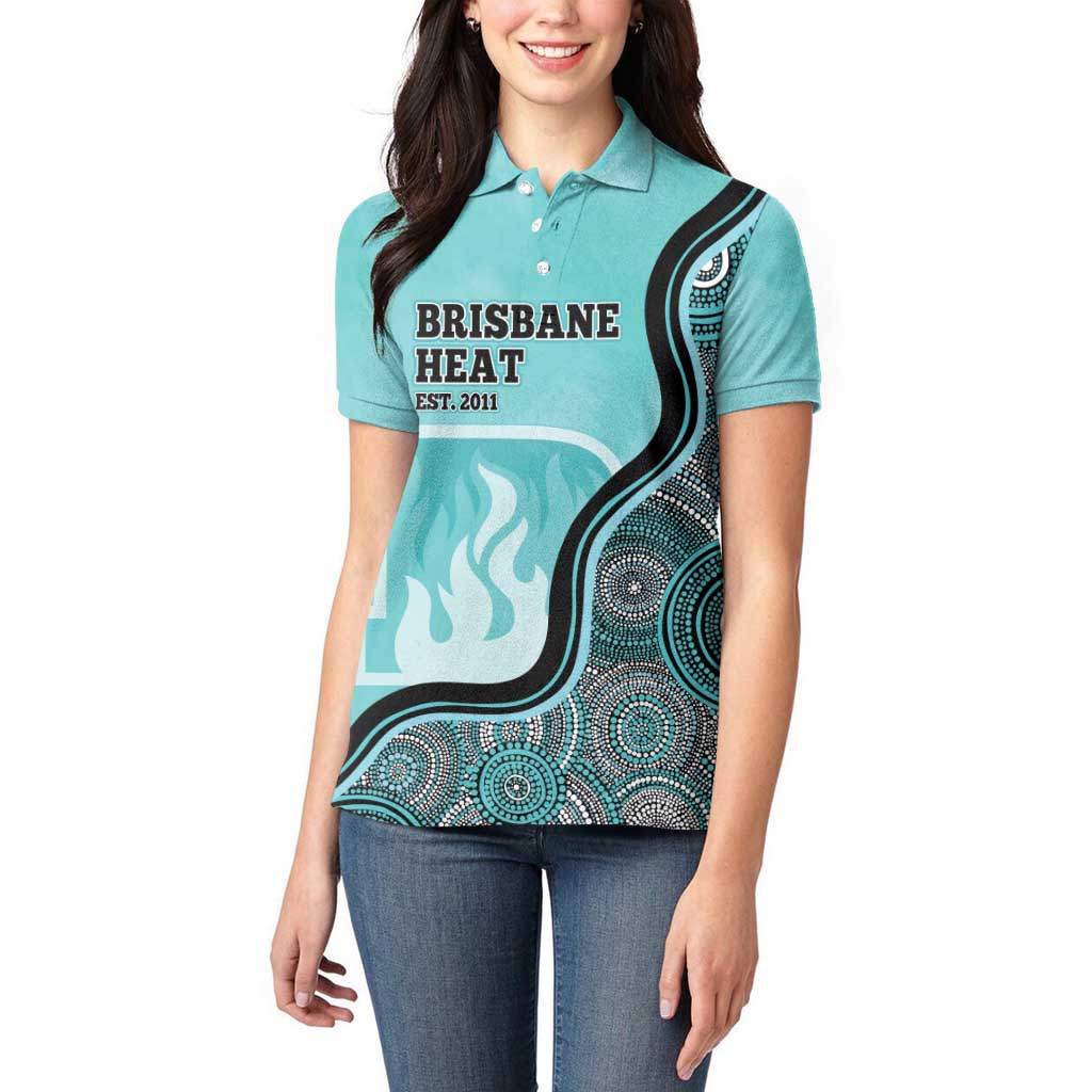 Custom Brisbane Heat Women Polo Shirt Indigenous Art - Grunge Style