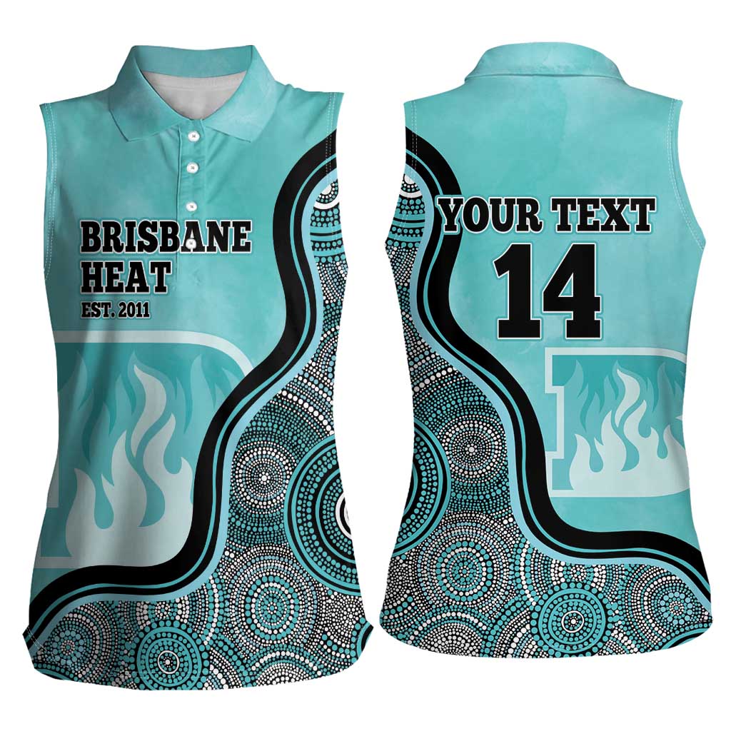 Custom Brisbane Heat Women Sleeveless Polo Shirt Indigenous Art - Grunge Style