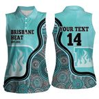 Custom Brisbane Heat Women Sleeveless Polo Shirt Indigenous Art - Grunge Style