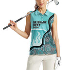 Custom Brisbane Heat Women Sleeveless Polo Shirt Indigenous Art - Grunge Style