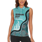 Custom Brisbane Heat Women Sleeveless Polo Shirt Indigenous Art - Grunge Style