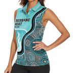 Custom Brisbane Heat Women Sleeveless Polo Shirt Indigenous Art - Grunge Style