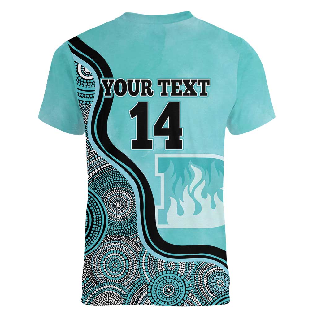 Custom Brisbane Heat Women V-Neck T-Shirt Indigenous Art - Grunge Style