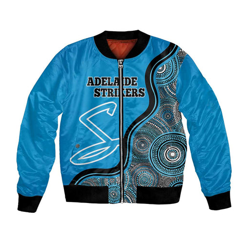 Custom Adelaide Strikers Bomber Jacket Indigenous Art - Grunge Style