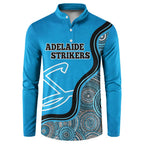 Custom Adelaide Strikers Button Sweatshirt Indigenous Art - Grunge Style