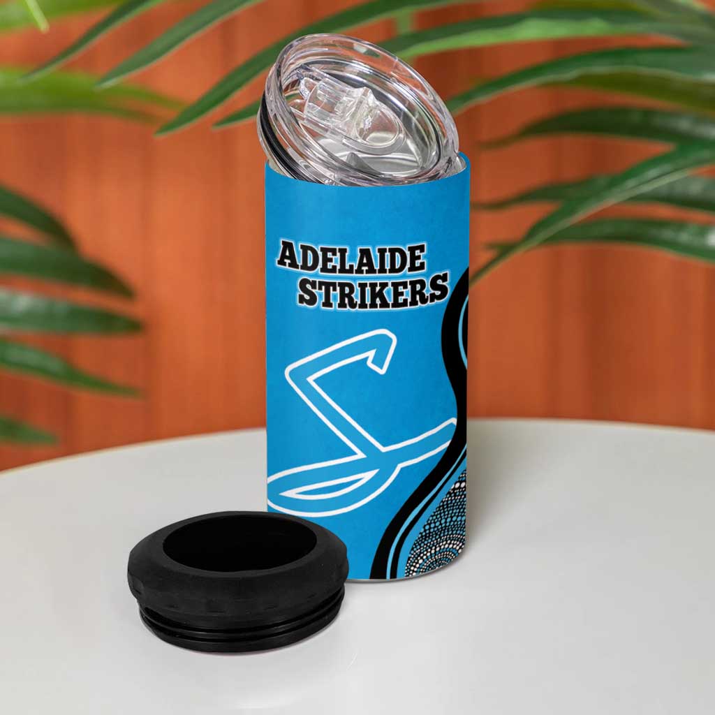 Custom Adelaide Strikers 4 in 1 Can Cooler Tumbler Indigenous Art - Grunge Style