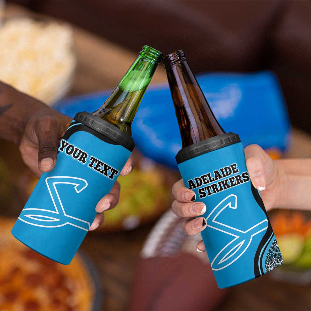 Custom Adelaide Strikers 4 in 1 Can Cooler Tumbler Indigenous Art - Grunge Style
