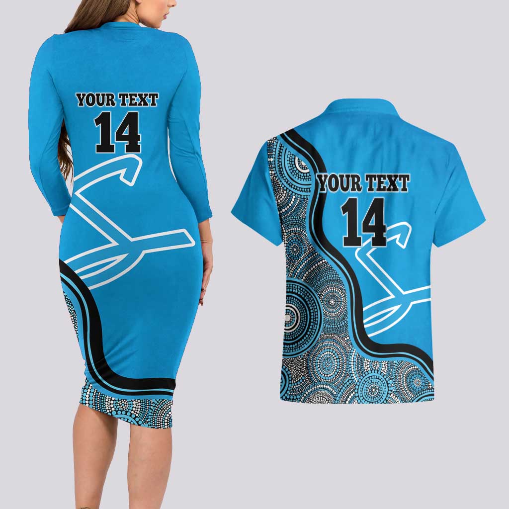 Custom Adelaide Strikers Couples Matching Long Sleeve Bodycon Dress and Hawaiian Shirt Indigenous Art - Grunge Style