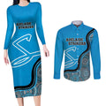 Custom Adelaide Strikers Couples Matching Long Sleeve Bodycon Dress and Long Sleeve Button Shirt Indigenous Art - Grunge Style
