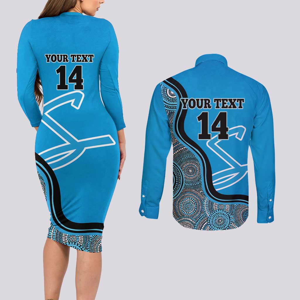 Custom Adelaide Strikers Couples Matching Long Sleeve Bodycon Dress and Long Sleeve Button Shirt Indigenous Art - Grunge Style