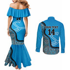 Custom Adelaide Strikers Couples Matching Mermaid Dress and Long Sleeve Button Shirt Indigenous Art - Grunge Style