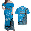 Custom Adelaide Strikers Couples Matching Off Shoulder Maxi Dress and Hawaiian Shirt Indigenous Art - Grunge Style