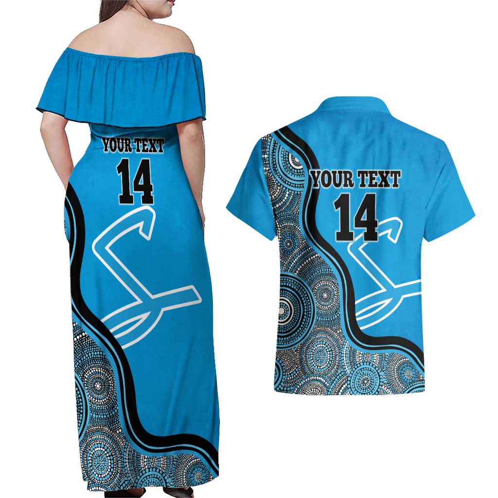 Custom Adelaide Strikers Couples Matching Off Shoulder Maxi Dress and Hawaiian Shirt Indigenous Art - Grunge Style