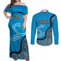 Custom Adelaide Strikers Couples Matching Off Shoulder Maxi Dress and Long Sleeve Button Shirt Indigenous Art - Grunge Style