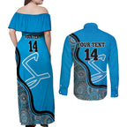 Custom Adelaide Strikers Couples Matching Off Shoulder Maxi Dress and Long Sleeve Button Shirt Indigenous Art - Grunge Style