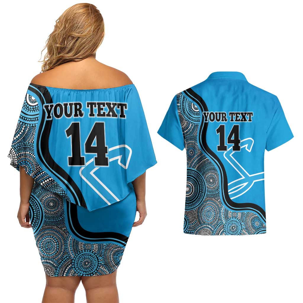 Custom Adelaide Strikers Couples Matching Off Shoulder Short Dress and Hawaiian Shirt Indigenous Art - Grunge Style
