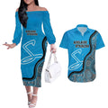 Custom Adelaide Strikers Couples Matching Off The Shoulder Long Sleeve Dress and Hawaiian Shirt Indigenous Art - Grunge Style