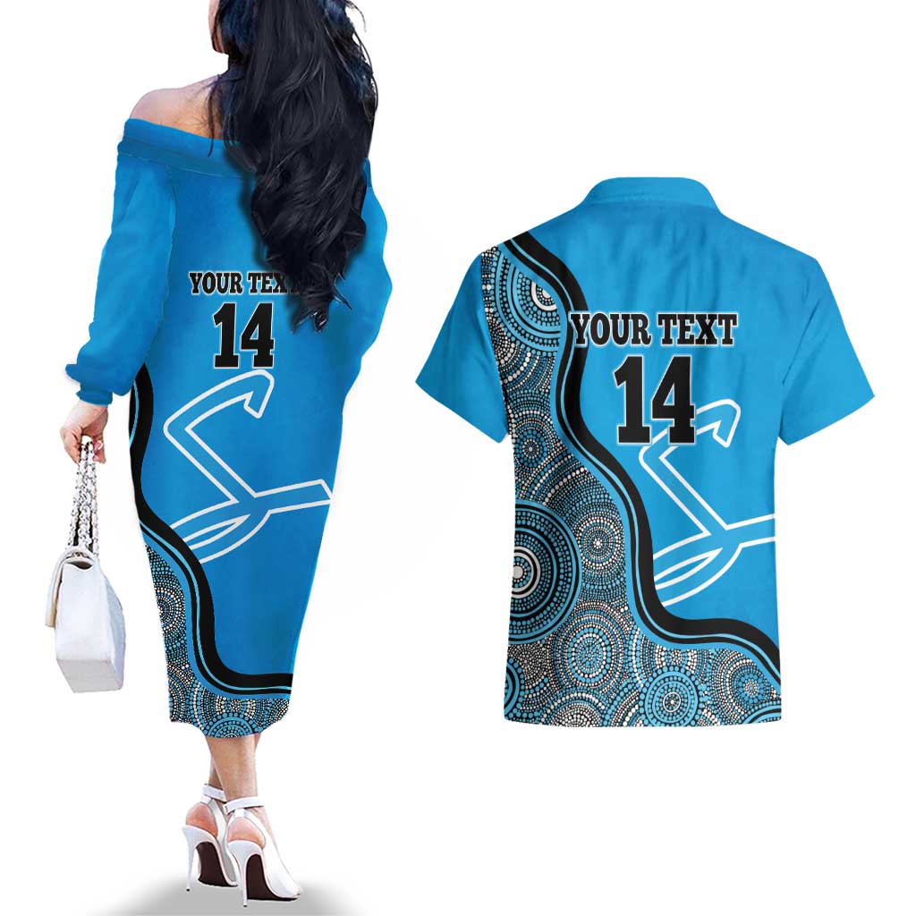 Custom Adelaide Strikers Couples Matching Off The Shoulder Long Sleeve Dress and Hawaiian Shirt Indigenous Art - Grunge Style
