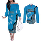 Custom Adelaide Strikers Couples Matching Off The Shoulder Long Sleeve Dress and Long Sleeve Button Shirt Indigenous Art - Grunge Style