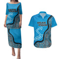 Custom Adelaide Strikers Couples Matching Puletasi and Hawaiian Shirt Indigenous Art - Grunge Style